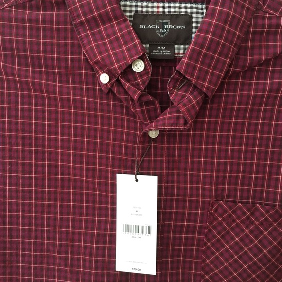 Men’s Black/Brown 1826 Brand Button-Down Shirt - Picture 2 of 4